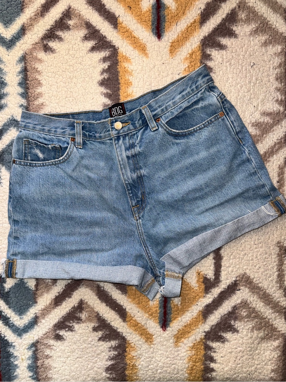BDG Urban Outfitters Light Wash Rolled-Hem Denim Shorts - Mom High Rise